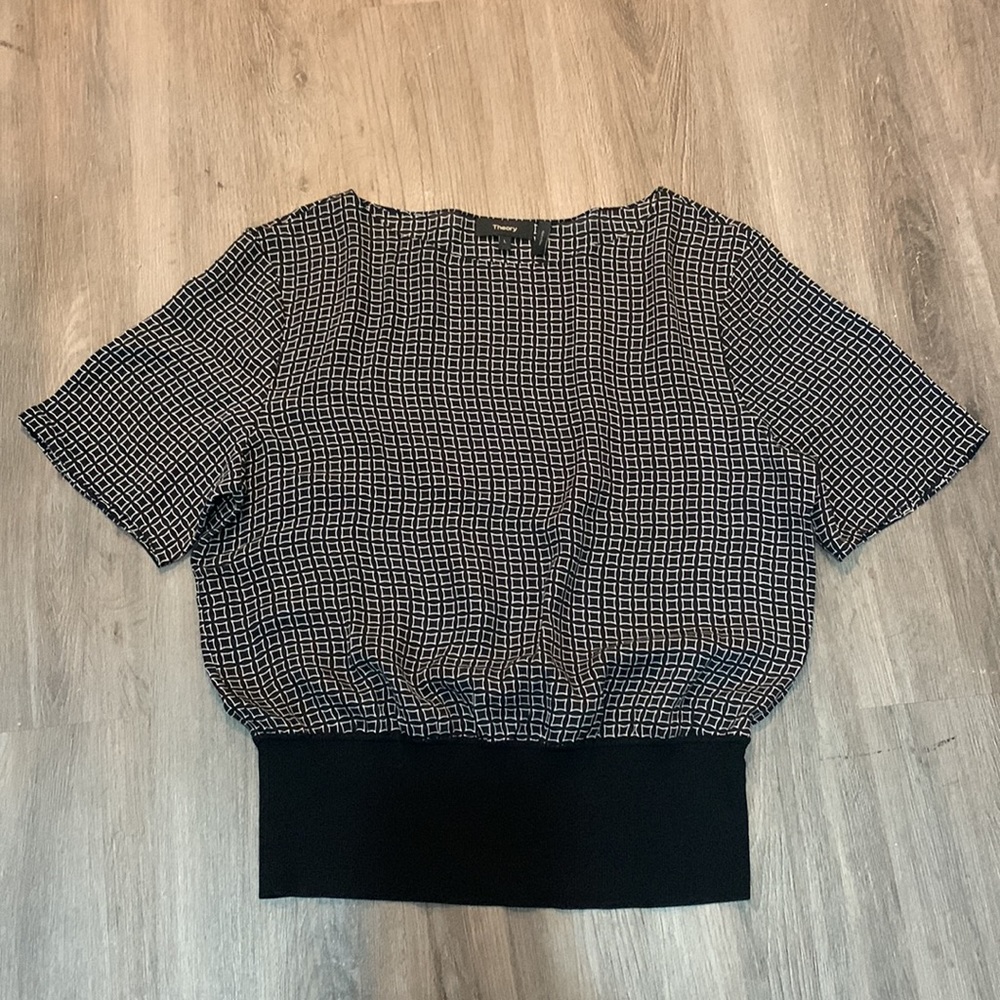Theory Dolman 100% Silk Printed Top